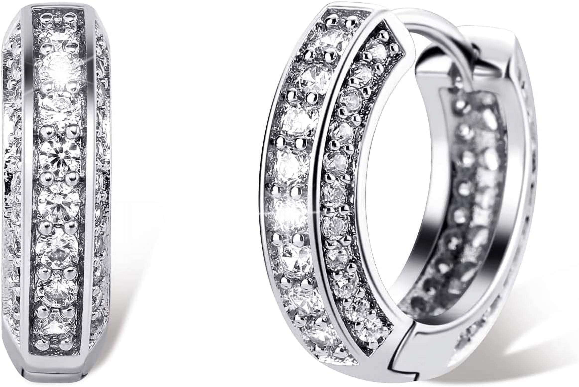 Leander Iced Out Hoop Earrings Cubic Zirconia Huggie Cartilage Cuff Hypoallergenic 14K Gold Plated Luxury Fashion Round Circle Earrings For Men Women