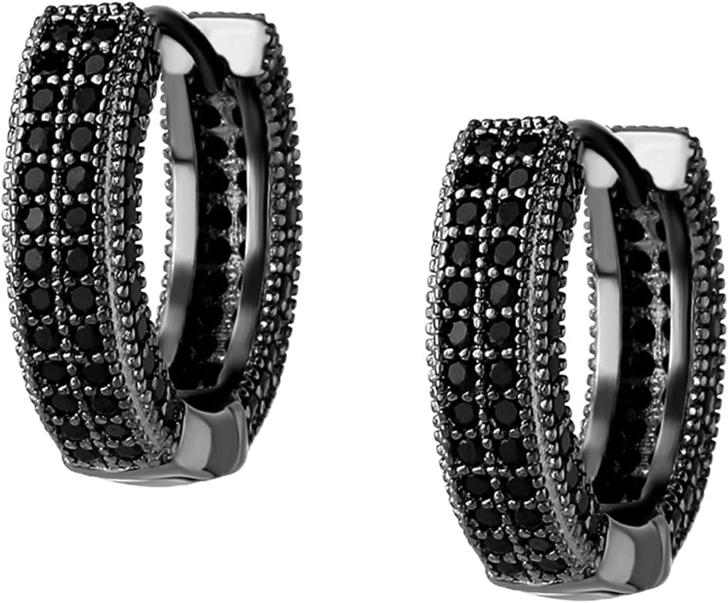 Leander Iced Out Hoop Earrings Cubic Zirconia Huggie Cartilage Cuff Hypoallergenic 14K Gold Plated Luxury Fashion Round Circle Earrings For Men Women