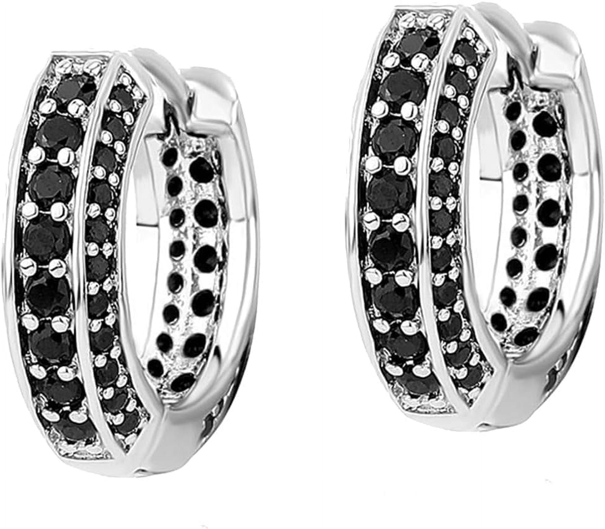 Leander Iced Out Hoop Earrings Cubic Zirconia Huggie Cartilage Cuff Hypoallergenic 14K Gold Plated Luxury Fashion Round Circle Earrings For Men Women