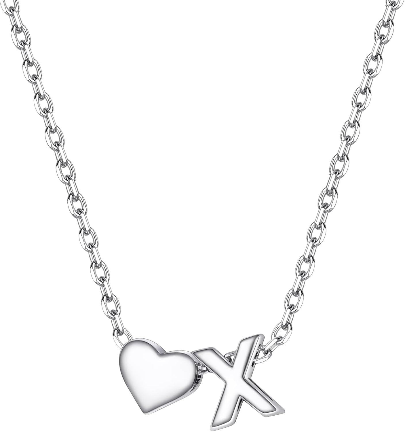 Initial Heart Necklace - 18K Gold Plated Stainless Steel, Personalized Letter Pendant, 17.7" + 2" Extension