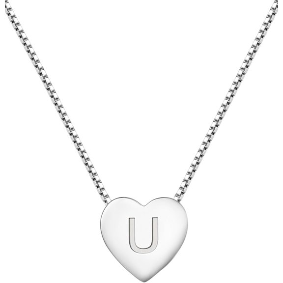 Leander Initial Necklace 925 Sterling Silver Heart Letter Pendant 18K Gold Plated A-Z Alphabet Cubic Zirconia Jewelry for Women