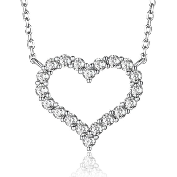 Leander Initial Necklaces for Women, Birthday Gifts for Wife, 0.285 Carat Moissanite Heart Necklace, 925 Sterling Silver Letter Necklace, Christmas Anniversary Valentine's Day Gifts for Her