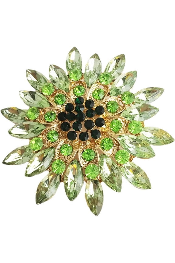 Large Rhinestone Flower Brooch for Women – Oversized Sparkly Crystal Sunflower Statement Pin, Wedding Party Suit Dress Jewelry Gift