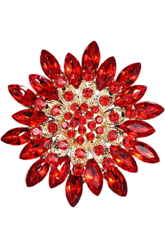 Large Rhinestone Flower Brooch for Women – Oversized Sparkly Crystal Sunflower Statement Pin, Wedding Party Suit Dress Jewelry Gift