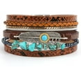 thumbnail image 1 of Leander Leopard Bracelet for Women, Boho Leather Wrap Multi-Layer Pearl Crystal Bracelet Bangle Jewelry, 1 of 7