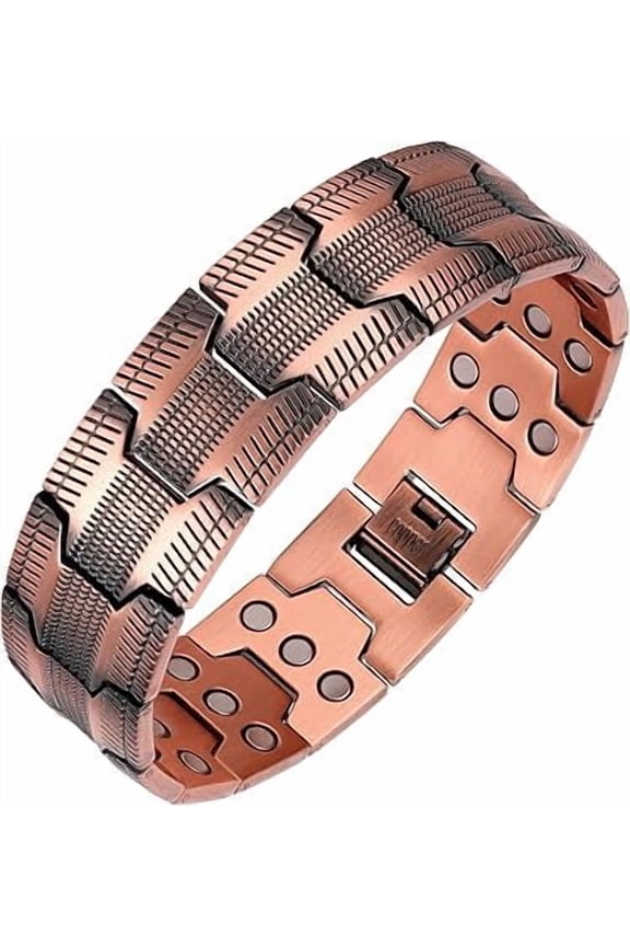 Men's Copper Bracelet,3X Strength 99.99% Pure Copper Magnetic Bracelets with Magnets,Adjustable Length with Sizing Tool