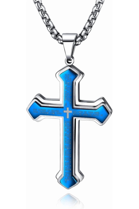 Men's Cross Pendant Necklace Large Stainless Steel Cross Pendant Necklace for Men Women