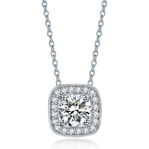 Leander Moissanite Solitaire Pendant Necklaces for Women Sterling Silver with 18K White Gold Plated 1-3 Carat D Color VVS1 Clarity Mossanite Jewelry for Women