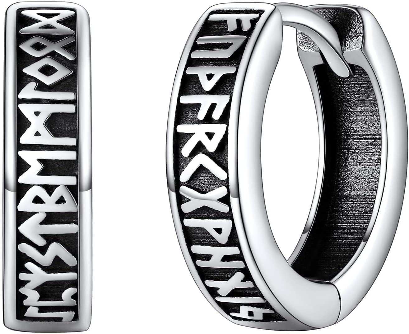 Leander Norse Viking Runes Hoop Earrings for Men Hypoallergenic ...