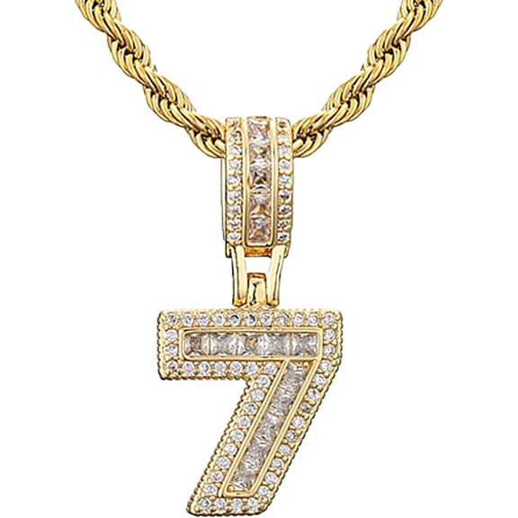 Leander Number Pendant Brass Gold Plated 0~9 lucky Number Necklace for Men and Women - Number 0-9 Pendant 24 inch Chain
