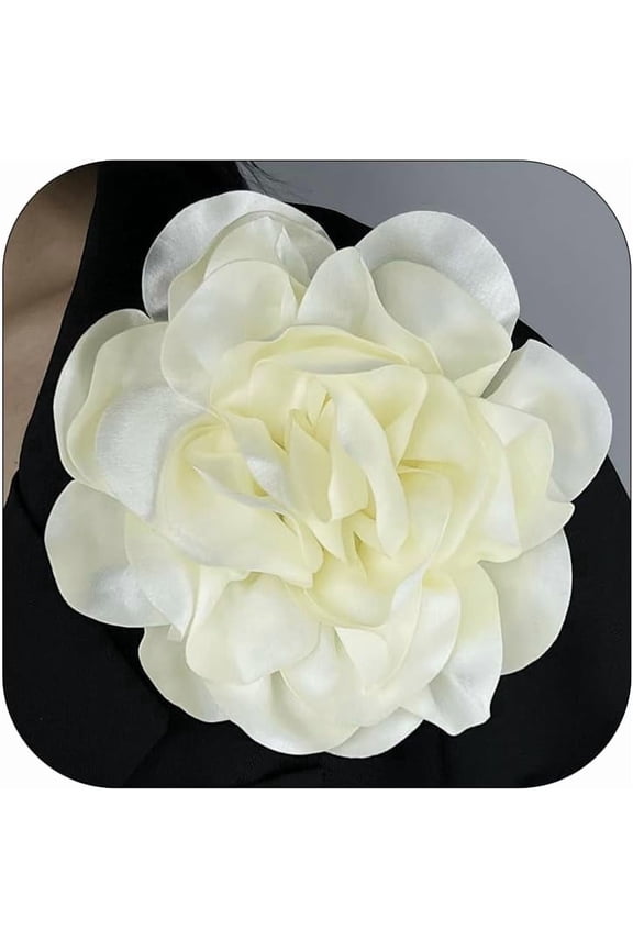 Oversized Satin Rose Brooch, 20cm Large Fabric Camellia Flower Pin for Coat Blazer Denim Jacket Bag Statement Jewelry Gift