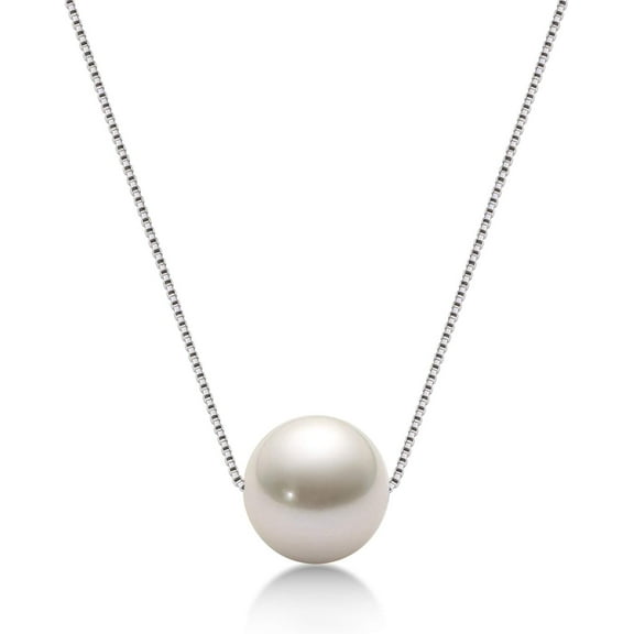 Leander Pearl Necklaces for Women Floating Single Freshwater Pearl Pendant Necklaces with Sterling Silver 18 inch Chain Pearl Jewelry Gifts for Her 8-9mm White/Pink/Purple