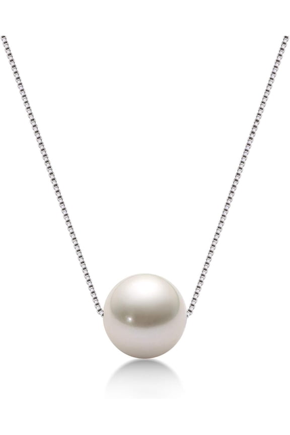 Pearl Necklaces for Women Floating Single Freshwater Pearl Pendant Necklaces with Sterling Silver 18 inch Chain Pearl Jewelry Gifts for Her 8-9mm White/Pink/Purple