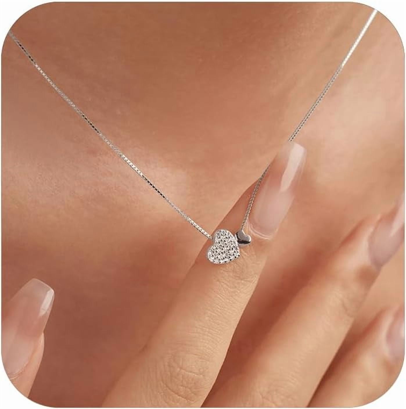 Leander S925 Sterling Silver Heart Necklace for Women Dainty 14k Gold Plated CZ Infinity Love Heart Opal North Star Pendant Choker Necklaces Trendy Chain Jewelry Birthday Gifts for Mom to Daughter