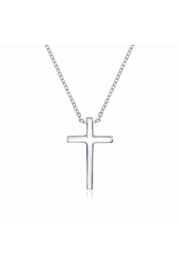S925 sterling silver simple cross pendant, a stylish women's chain accessory.