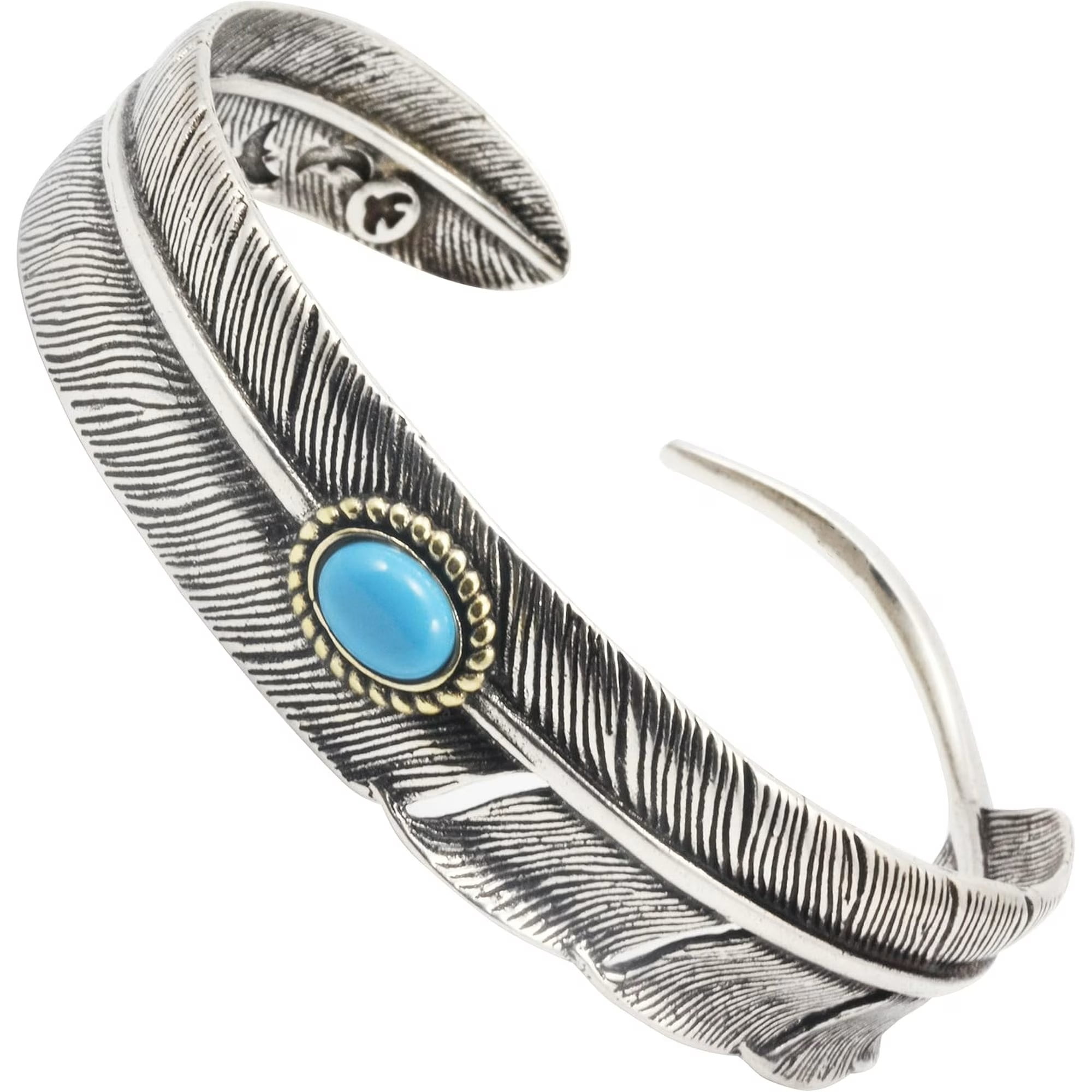 Leander S999 Antique Silver Plated Wide Feather Cuff Bracelet For Men Women Adjustable Retro Twisted Feathers Bracelets Gift Jewelry