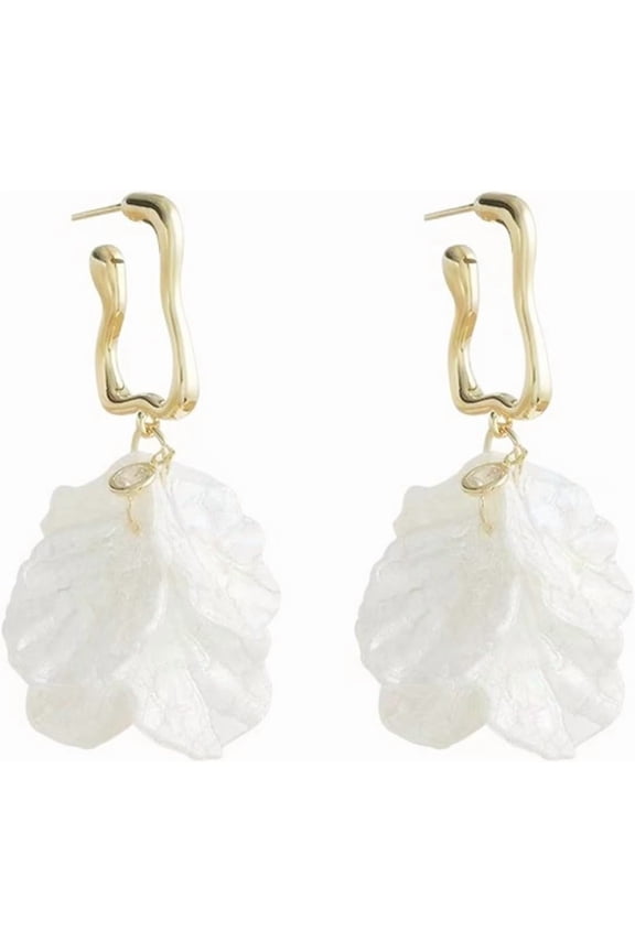 Seashell Pearl Stud Earrings for Women, Ocean Theme Acrylic Shell Dangle Drop Earrings, Lightweight Summer Beach Fashion Jewelry Gift