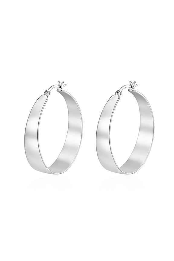 Silver-Plated Hoop Earrings, Women's Large Hoop Earrings, Lightweight Large Hoop Earrings, Hypoallergenic Thin Hoop Earrings for Women, 30/40/50/60mm