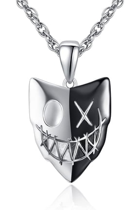 Skull Pendant Necklace for Men Women, Stainless Steel Gothic Skeleton Mask Jewelry, 24 Inch Chain