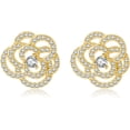 thumbnail image 1 of Leander Solid 925 Sterling Silver CZ Flower Wedding Earrings Stud for Women Teens 1.5CM Camellia Flower Stud Earrings Bridal, 1 of 6