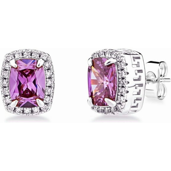 Leander Square Stud Corloful Earrings Rectangle 5A+ Cubic Zirconia 14K Gold Plated Multiple Colors Big Square Stud Earrings Jewelry For Men Women