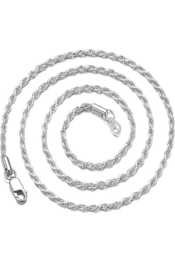 Stainless Steel Chain 925 Silver Rope Chains 3-5mm Twist Rope Necklace 14-30 Inch