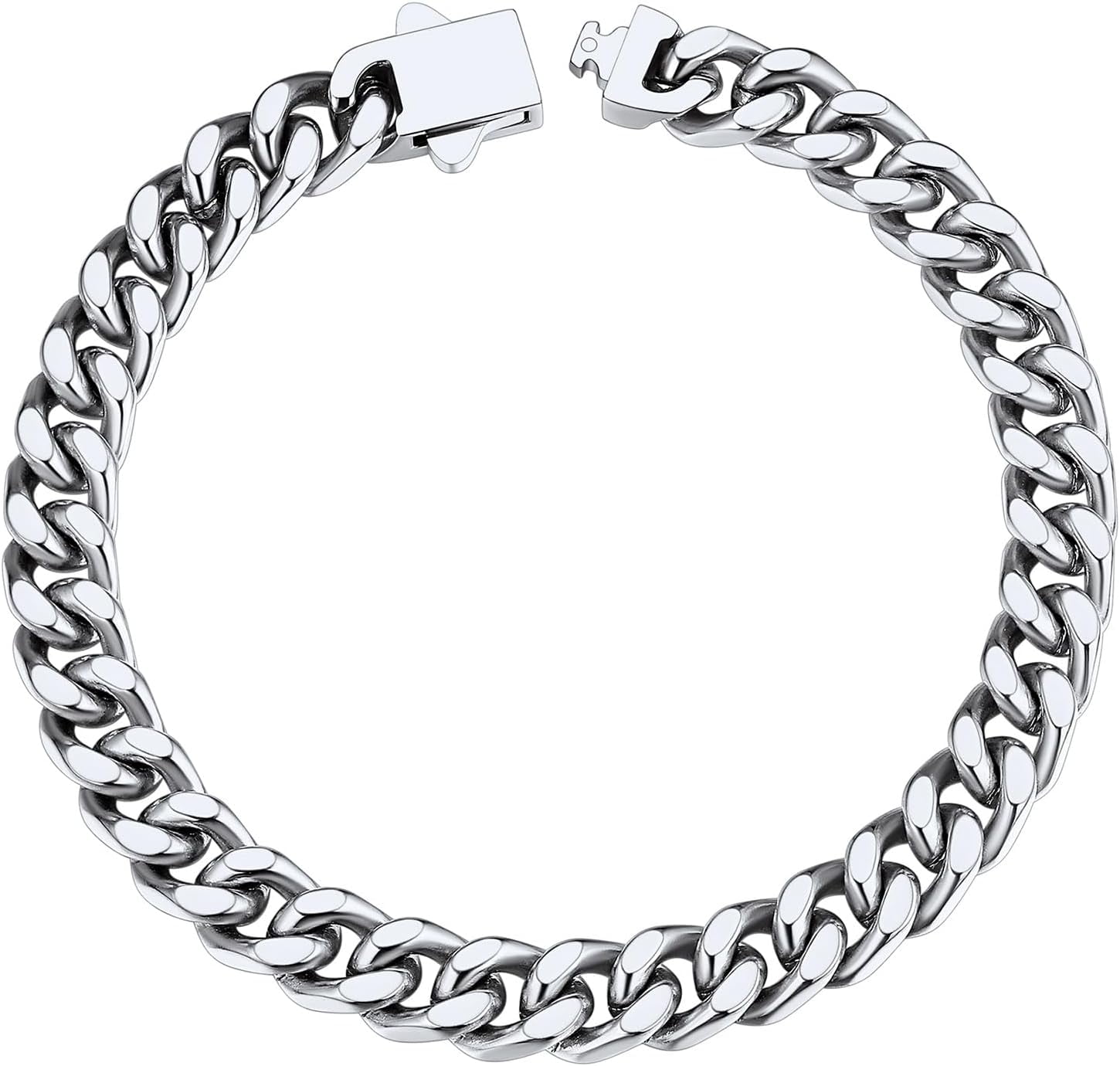 Leander Stainless Steel Cuban Link Bracelet for Men, 5mm/7mm/9mm/12mm Width, 7.5"/8.3"/9" Length, Black/18K Gold Plated Chain Wrist Bracelets for Men, with Gift Box
