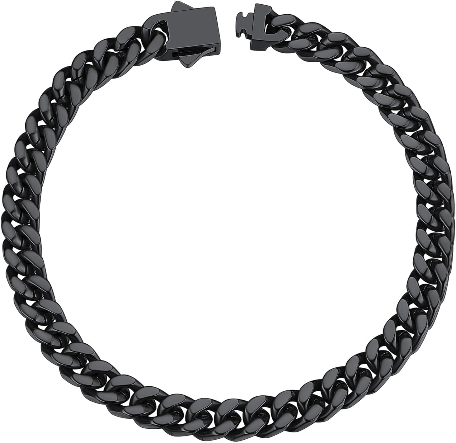 Leander Stainless Steel Cuban Link Bracelet for Men, 5mm/7mm/9mm/12mm Width, 7.5"/8.3"/9" Length, Black/18K Gold Plated Chain Wrist Bracelets for Men, with Gift Box