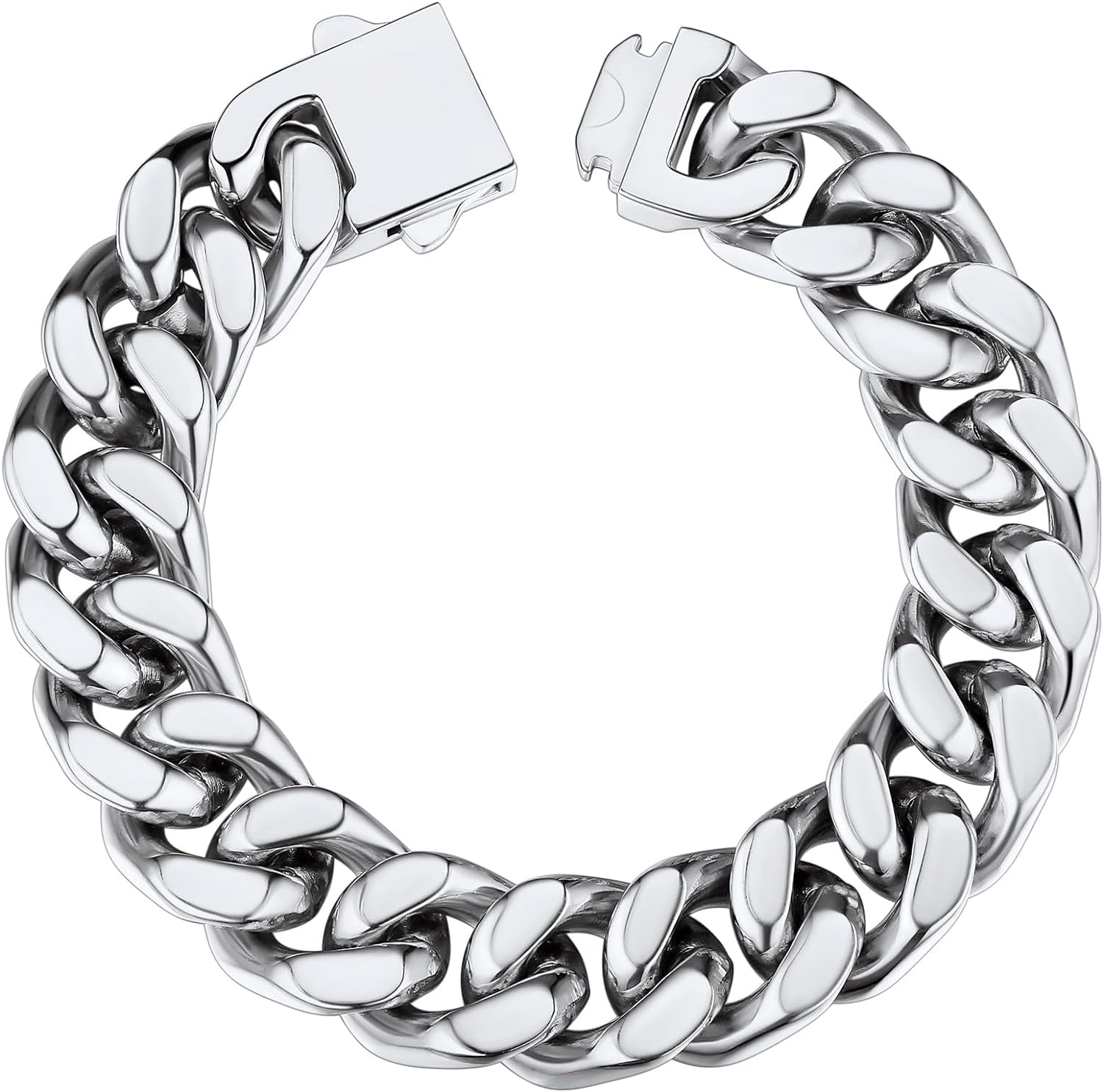 Leander Stainless Steel Cuban Link Bracelet for Men, 5mm/7mm/9mm/12mm Width, 7.5"/8.3"/9" Length, Black/18K Gold Plated Chain Wrist Bracelets for Men, with Gift Box