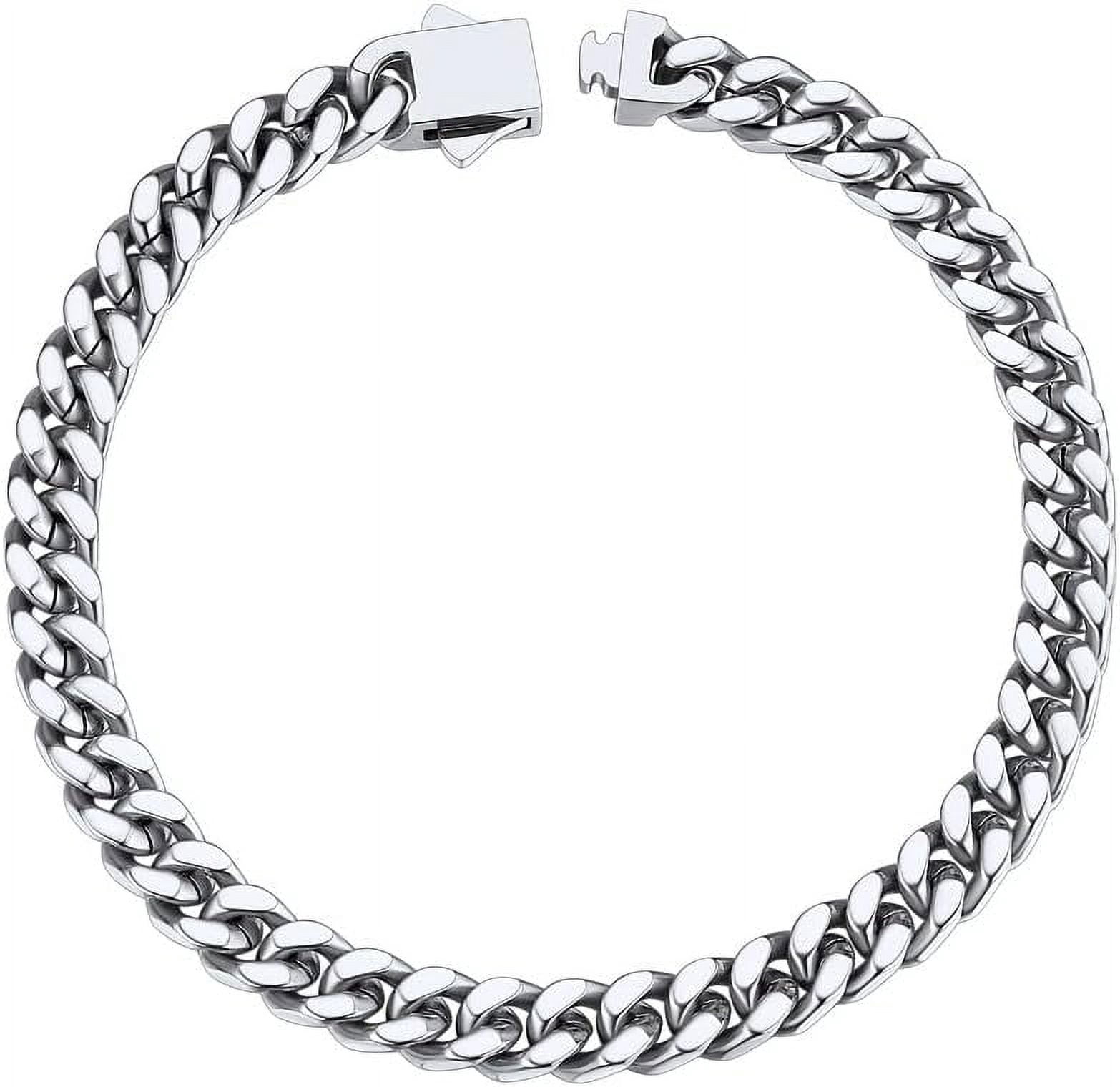 Leander Stainless Steel Cuban Link Bracelet for Men, 5mm/7mm/9mm/12mm Width, 7.5"/8.3"/9" Length, Black/18K Gold Plated Chain Wrist Bracelets for Men, with Gift Box