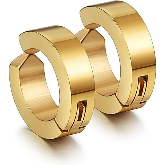 Leander Stainless Steel Mens Womens Clip On Earrings Hoop Huggie Non-Piercing Hypoallergenic