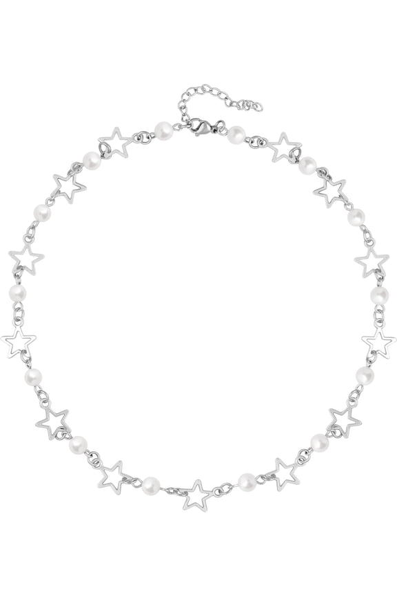 Star Imitation-Pearl Choker, Star Necklace Y2k, Emo Grunge Y2k Necklace, Christmas Jewelry Gift For Women