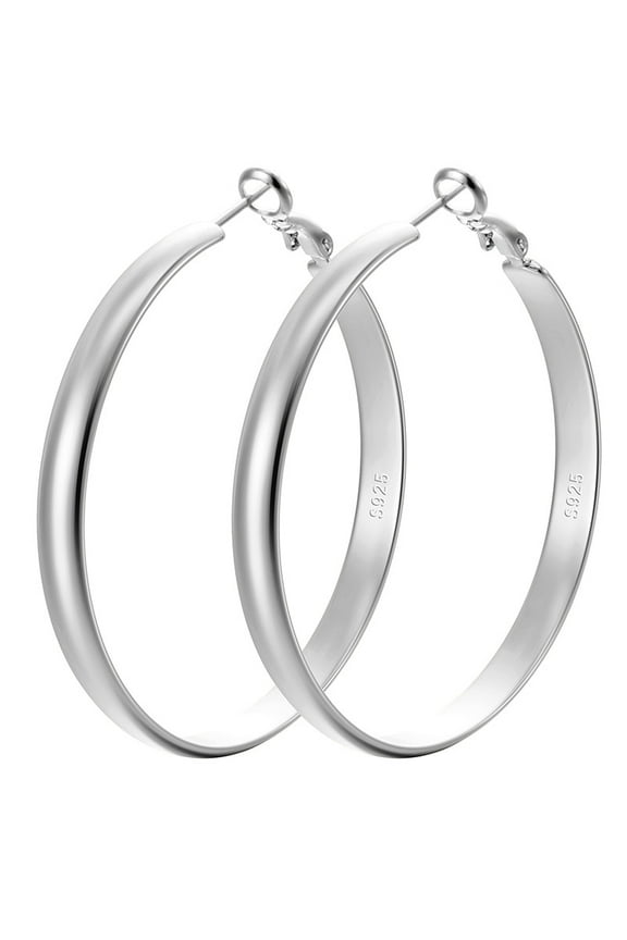 Sterling Silver/Gold plated Hoop Earrings Large Silver Hoop Earrings for Women Lightweight Big Hoops Earring Hypoallergenic Thin Hoops Earring for Women 30/40/50/60/70MM
