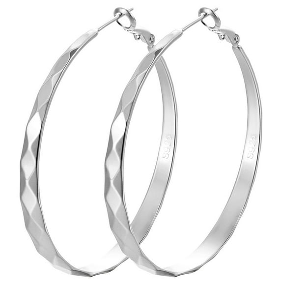 Leander Sterling Silver/Gold plated Hoop Earrings Large Silver Hoop Earrings for Women Lightweight Big Hoops Earring Hypoallergenic Thin Hoops Earring for Women 30/40/50/60/70MM