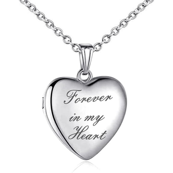 Leander Sterling Silver Love Heart Locket Necklace That Holds Pictures Engraved I Love You to the Moon and Back Photo Lockets