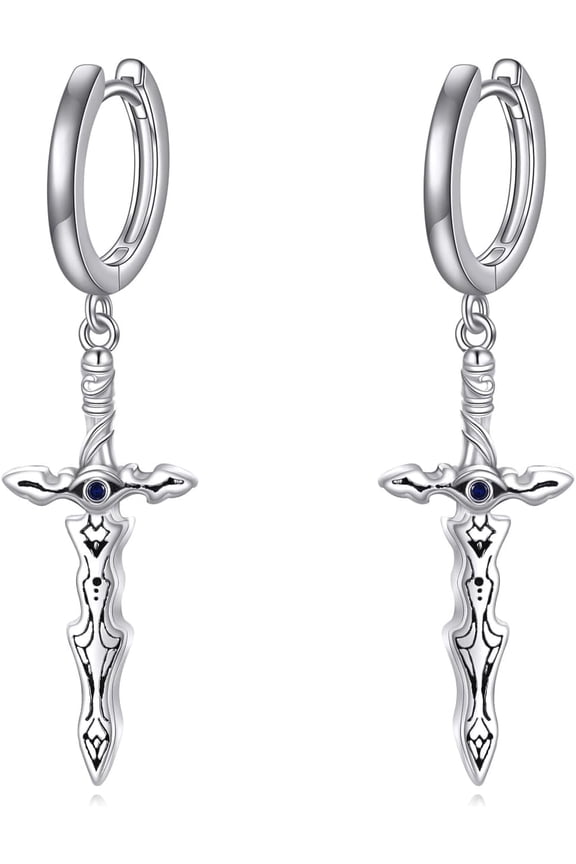 Silver-Plated Sword/Dagger/Celtic Dagger/Knife Earrings, Gothic Punk Rock Style, Suitable for Both Men and Women
