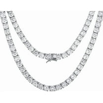 Leander Tennis Necklace 18K White Gold Plated | 5.0-6.0mm Round Cubic Zirconia Cut Faux Diamond Tennis Chain for Women and Men 14-24 inches