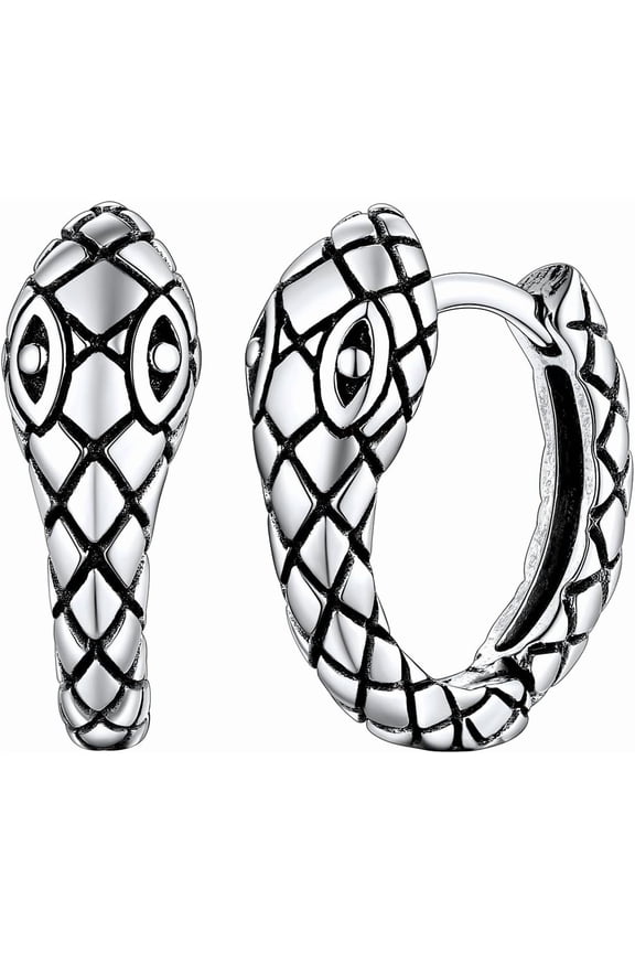 Viking Animals Huggie Hoop Earrings for Men, Gothic Dragon/Snake/Dinosaur/Wolf Earrings Stainless Steel Hypoallergenic Lightweight Stud Earrings Mens Punk Rock Jewelry Gift