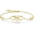 thumbnail image 1 of Leander Women Bracelets 925 Sterling Silver Infinity Heart White Gold Plated Cubic Zirconia Adjustable Bracelet Best Gifts for Women, 1 of 7