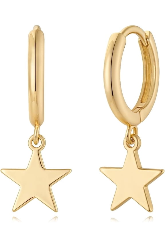 Women Earrings Gold Huggie Hoop Dangle Drop 14K Gold Plated Small Simple Hypoallergenic Everyday Jewelry