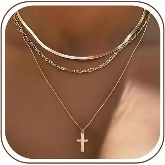 Leander Women's 3-Piece 14K Gold Plated Fashion Stackable Gold Necklace Set