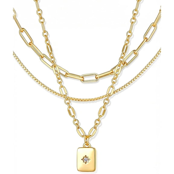 Leander Women's 3-Piece 14K Gold Plated Fashion Stackable Gold Necklace Set