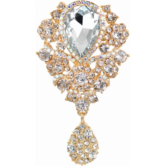 Leander Women's Austrian Crystal Bouquet Flower Teardrop Large Gorgeous Brooch Pin