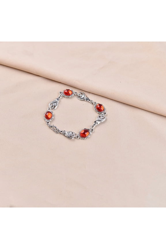 Women's Gothic Red Black Crystal Bracelet, Vintage Victorian Renaissance Witch Statement Charm Stretch Jewelry Gift for Halloween Christmas Birthday Party 7.8"