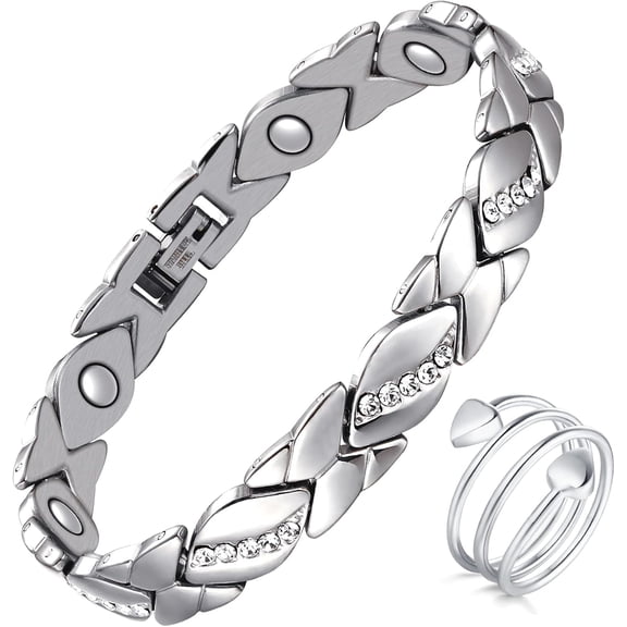 Leander Women's Pure Copper Bracelet, a super-magnetic bracelet with a built-in 3800 Gauss magnet, adorned with natural turquoise and gemstones, a perfect jewelry gift.