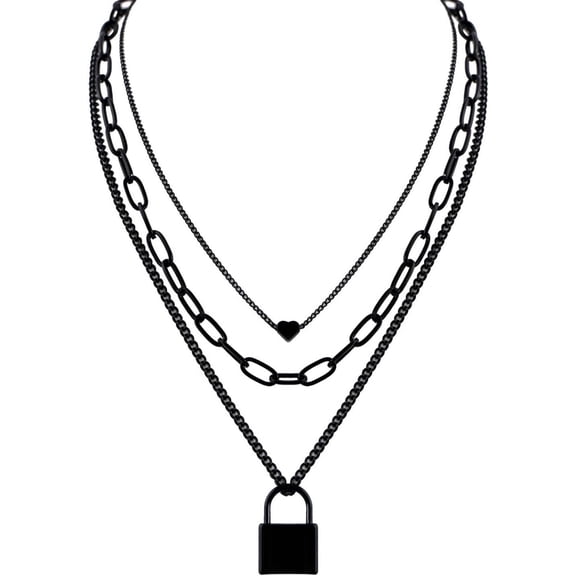 Leander Women's Stainless Steel Pendant Necklace, Lock-shaped Pendant, Lobster Clasp
