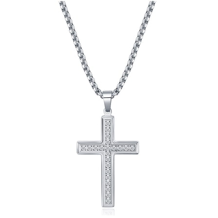 Leander Zirconia Cross Necklace, Unisex - Jesus Christ Cross