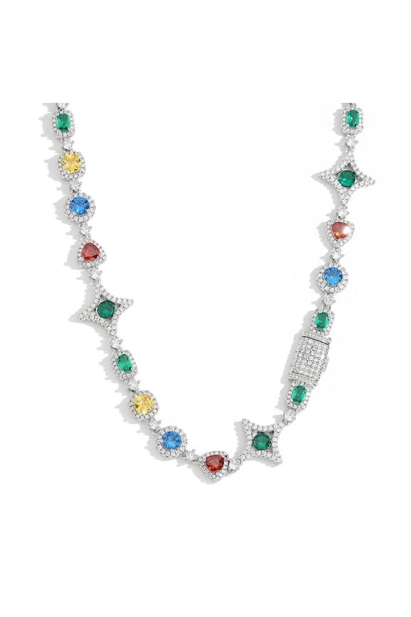 colored gemstone necklace, a high-end zircon clavicle chain, offers ultimate luxury, minimalist style, and perfect complement to any outfit, perfect for everyday wear.