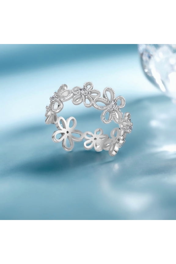 's 925 sterling silver Flower Shadow Ring, a high-end hollow ring, offers ultimate luxury, minimalist style, and perfect complement to any outfit, perfect for everyday wear.