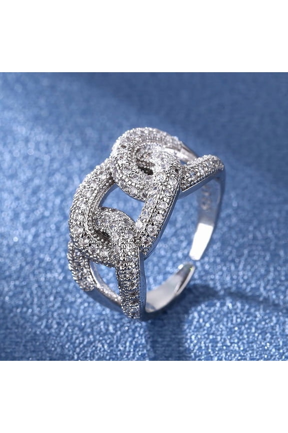 's 925 sterling silver gold-plated sparkling ring and cross-chain zircon ring are simple, stylish, and exquisitely beautiful, perfect for daily commuting and pairing with any outfit.